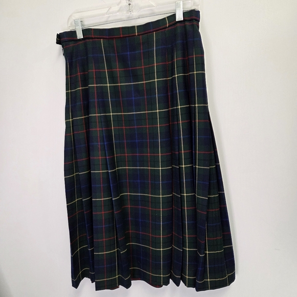 Vintage Pendleton Signature Tartan Plaid Pleated Wool Skirt Made In USA Size 12 - Picture 4 of 6